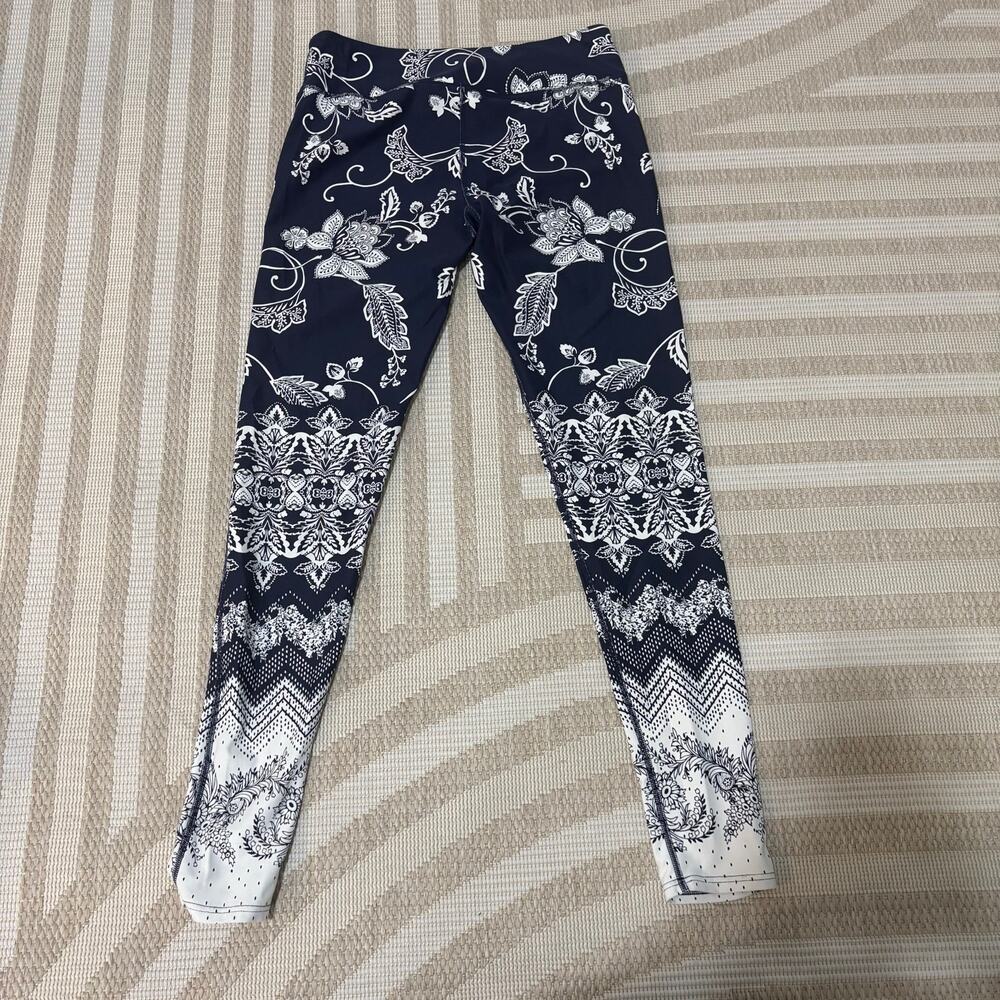O'Neill Boho 365 Leggings Athletic Women's Medium Blue White Paisley Print